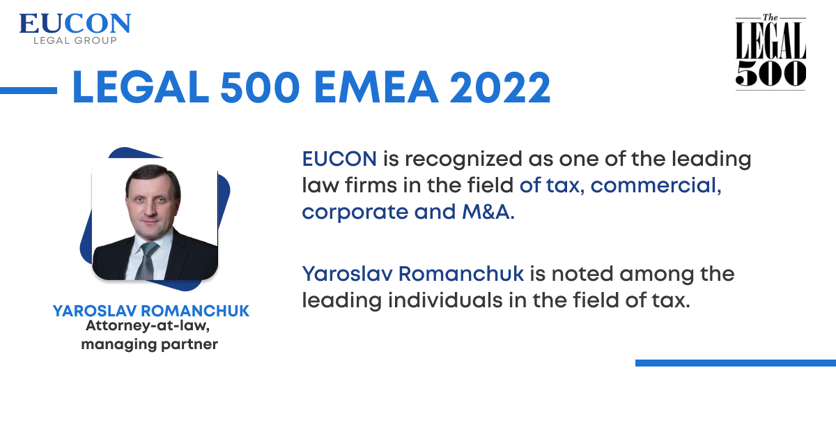 EUCON среди лидеров юридического рынка Украины по версии LEGAL 500 EMEA 2022